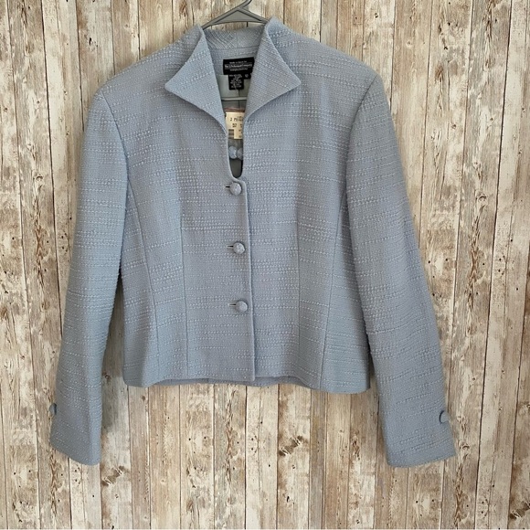J. Peterman Jackets & Blazers - The J Peterman Company Women’s Vintage Light Blue Wool Blend Tweed Blazer